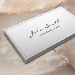 Small Nurse Practitioner Elegant White Frame Business Invitations Front View