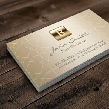 nurse practitioner luxury gold monogram business invitations
