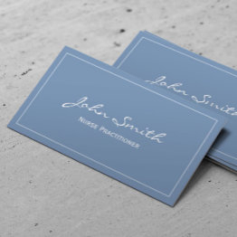 Small Nurse Practitioner Plain Blue Business Invitations Front View