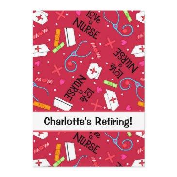 nurse retirement party celebration red invitation