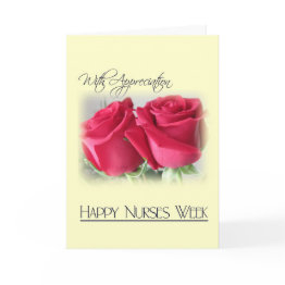Small Nurses Week Appreciation-two Roses Thank You Invitations Front View