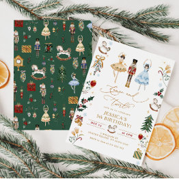 Small Nutcracker Ballerina Dance And Twirl Birthday Invitation Front View