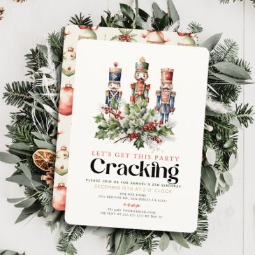 nutcracker cracking christmas holiday birthday invitation