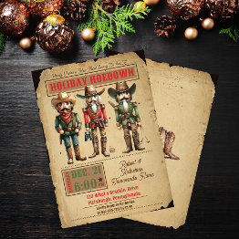 Small Nutcracker Western Holiday Hoedown Christmas Party Invitation Front View