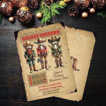 nutcracker western holiday hoedown christmas party invitation