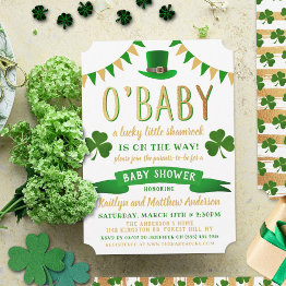 Small O'baby St. Patrick's Day Baby Shower Invitations Front View