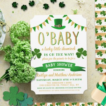 o'baby st. patrick's day baby shower invitations