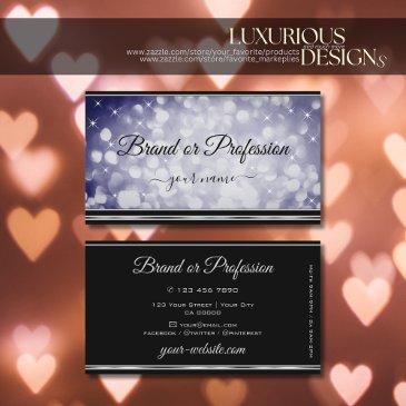 ocean blue glitter stars black silver decor border business invitations