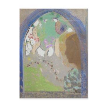 odilon redon art, profile of a woman in a window postinvitations