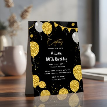 of retro fun adult humor happy chic 80th birthday invitation