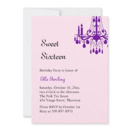 Small Offset Grand Ballroom Birthday Invitation (purple) Front View