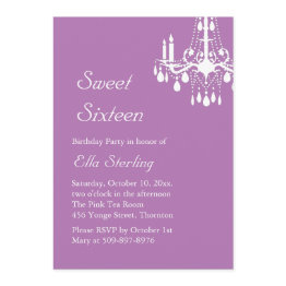 Small Offset Grand Ballroom Birthday Invitation (purple) Front View