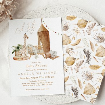 oh baby boho gender neutral baby shower invitation