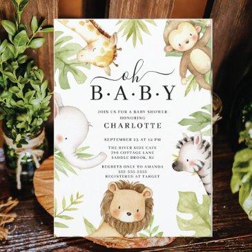 oh baby jungle baby shower invitation