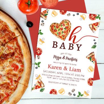 oh baby pizza & pacifiers couples baby shower invitation