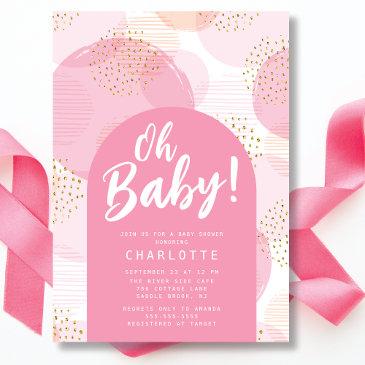 oh baby polka dots baby shower invitation