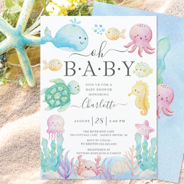 oh baby under the sea baby shower invitation