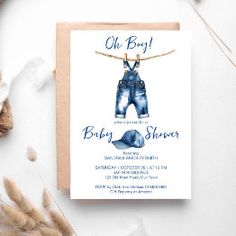Small Oh Boy Blue Jeans Baby Shower Template Front View