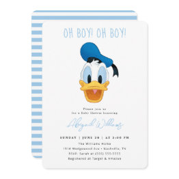 Small Oh Boy! Donald Duck Baby Shower Invitation Front View