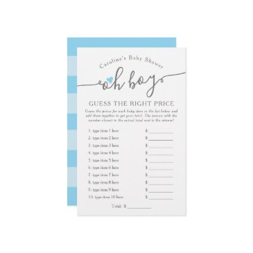 oh boy guess the right price blue baby shower game