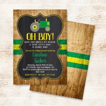 oh boy tractor baby shower invitation invitations