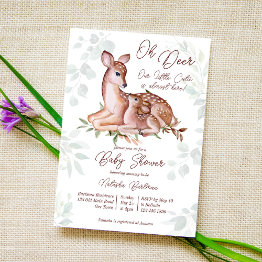 Small Oh Deer Baby Shower Invitation Template Front View