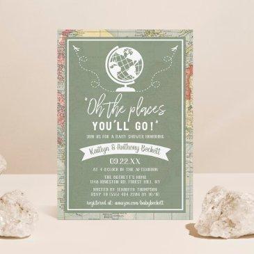 "oh the places you'll go!" travel map baby shower invitation