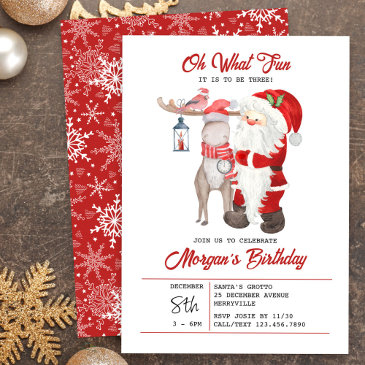 oh what fun cute kids christmas birthday party invitation