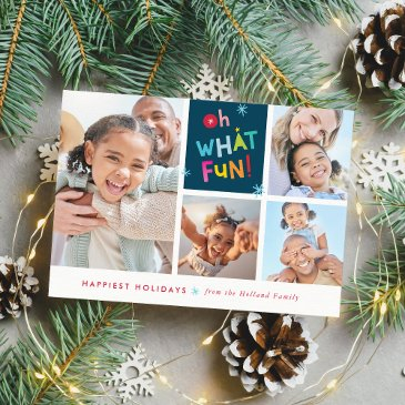 oh what fun multi photo modern colorful typography holiday invitations