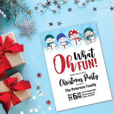 oh what fun! snowmen christmas holiday party invitation
