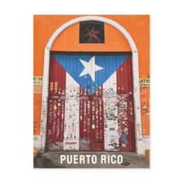 Small Old San Juan Puerto Rican Flag Street Art Door Postinvitations Front View