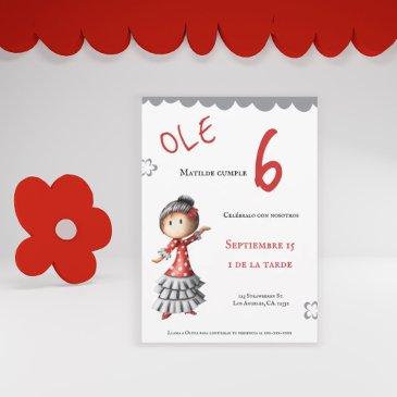 ole spanish sevillana flamenco dancer birthday invitation