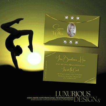 olive yellow with gold decor diamonds and photo business invitations