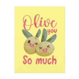 Small Olive You So Much Funny Food Pun Postinvitations Front View