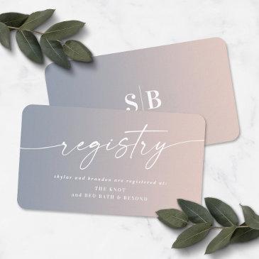 ombre blue & pink wedding shower gift registry enclosure invitations
