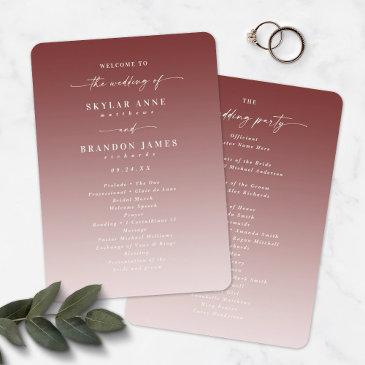 ombre cinnamon & pink wedding ceremony program