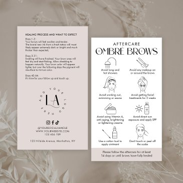 ombré powder brows aftercare modern cream & white business invitations