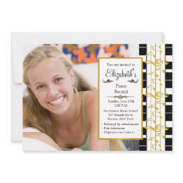 Small On A Happy Note Photo Piano Recital Invitation Front View