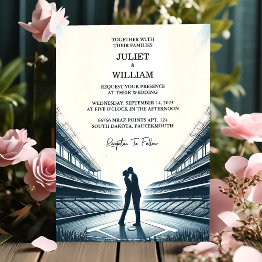 Small On Champion Team Ball Field Pitch Baseball Wedding Invitation Front View