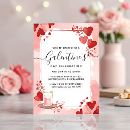 Small On Love Cute Wife Teen Girl Galentines Day Holiday Invitation Front View