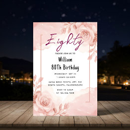 Small On Retro Fun Adult Humor Happy Chic 80th Birthday Invitation Front View