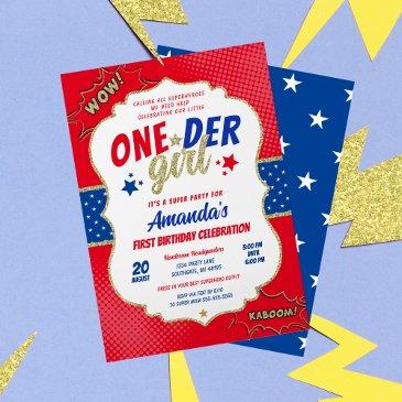 onder girl first birthday invitation