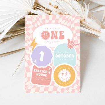 one cool girl | 1st retro skater birthday invitation