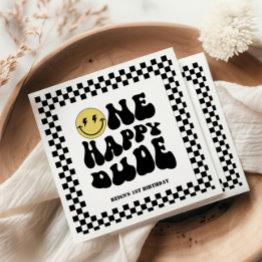 Small One Happy Dude | Boys Rad Kids 1st Birthday Napkins Front View
