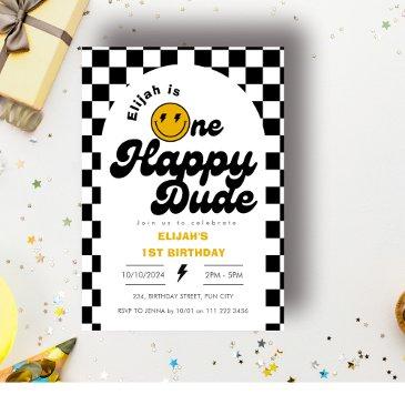 one happy dude rad boy 1st birthday invitation