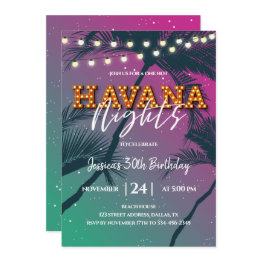 Small One Hot Havana Night Birthday Invitation Front View
