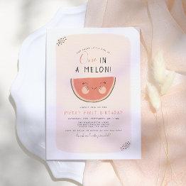 Small One In A Melon Little Sweetie First Birthday Party Invitation Front View