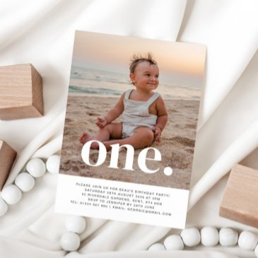 one photo first birthday invitation