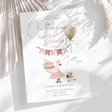 one silly vintage birthday goose watercolor invitation