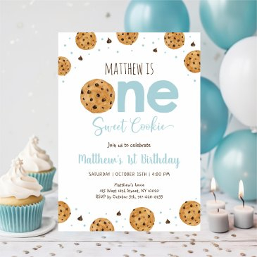 one sweet cookie boy first birthday invitation